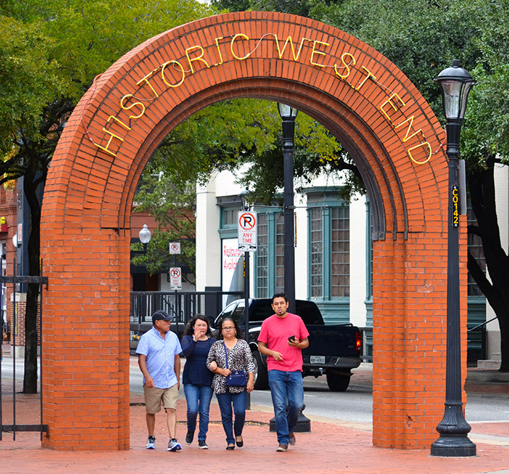 Dallas Historic West End concrete arch.